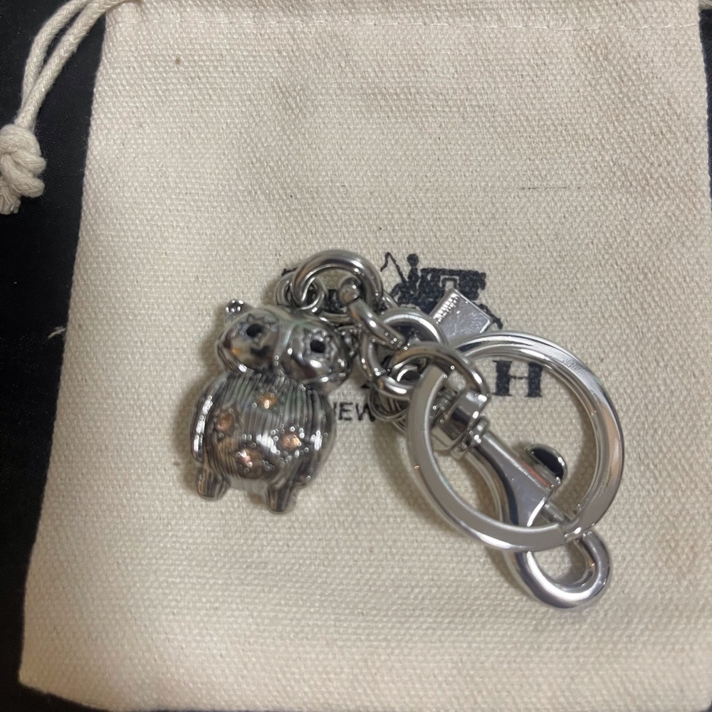 Coach Silver Owl Charm Key Fob